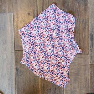 Girls Faded Glory pink and blue floral skirt with built-in shorts, size 7/8.